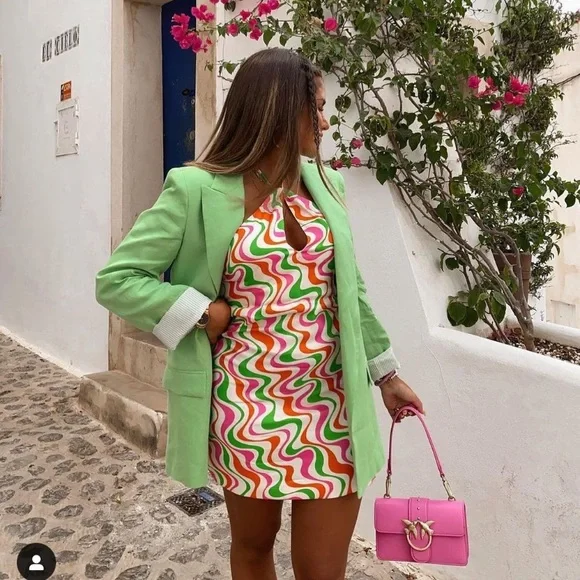 Zara | Dresses | Zara Satin Effect Retro Print Halter Dress | Poshmark